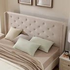 Cadre de lit plateforme capitonné en velours noir/bleu/gris/beige — California King