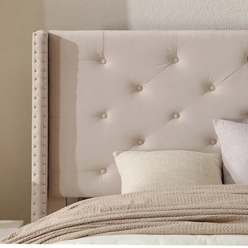 Cadre de lit plateforme capitonné en velours noir/bleu/gris/beige — California King