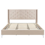 Cadre de lit plateforme capitonné en velours noir/bleu/gris/beige — California King