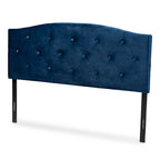 Tête de lit arquée en velours bleu marine, capitonnée, pour lit double/Queen/King