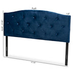 Tête de lit arquée en velours bleu marine, capitonnée, pour lit double/Queen/King