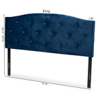 Tête de lit arquée en velours bleu marine, capitonnée, pour lit double/Queen/King