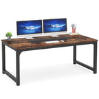 Grand bureau informatique rustique marron, 180 x 90 cm, 1 personne