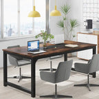 Grand bureau informatique rustique marron, 180 x 90 cm, 1 personne