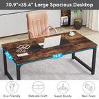 Grand bureau informatique rustique marron, 180 x 90 cm, 1 personne