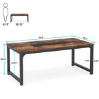 Grand bureau informatique rustique marron, 180 x 90 cm, 1 personne