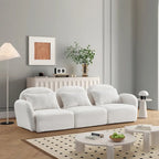Canapé 3 places en tissu nounours blanc