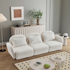 Canapé 3 places en tissu nounours blanc