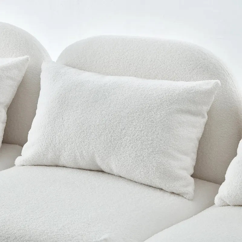 Canapé 3 places en tissu nounours blanc