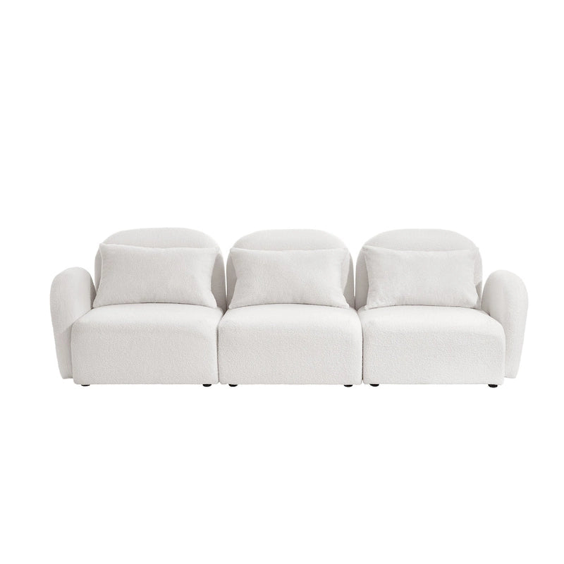 Canapé 3 places en tissu nounours blanc
