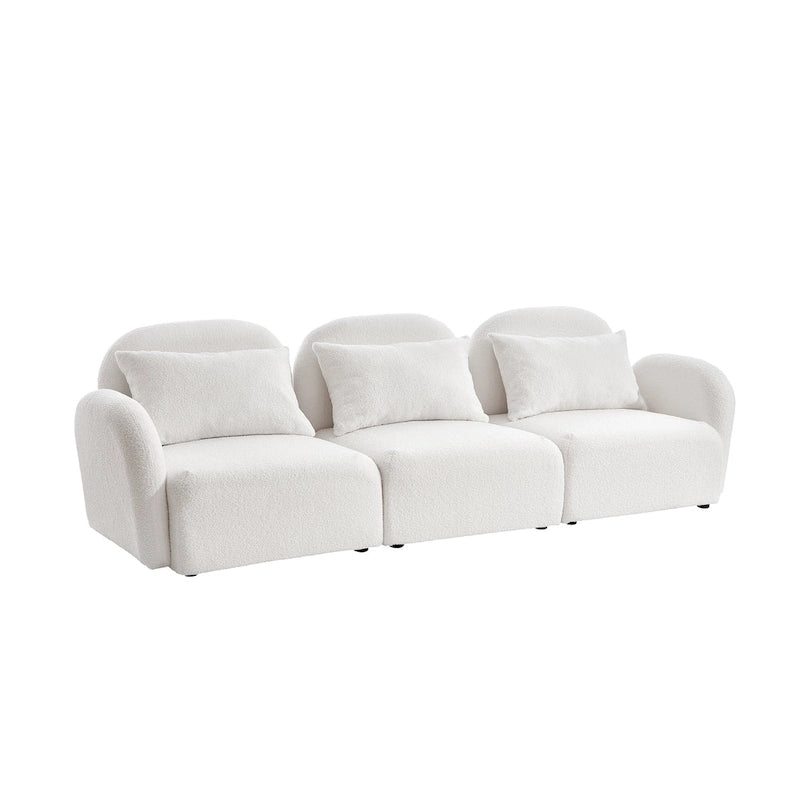 Canapé 3 places en tissu nounours blanc