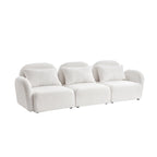 Canapé 3 places en tissu nounours blanc