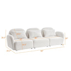 Canapé 3 places en tissu nounours blanc