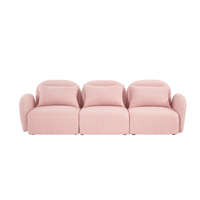 Canapé 3 places en tissu nounours blanc