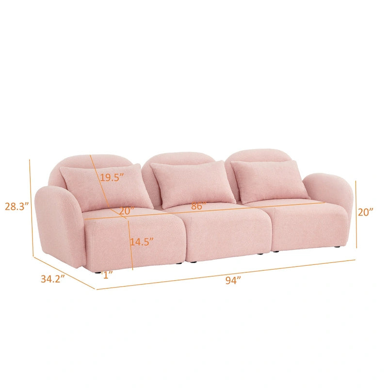 Canapé 3 places en tissu nounours blanc