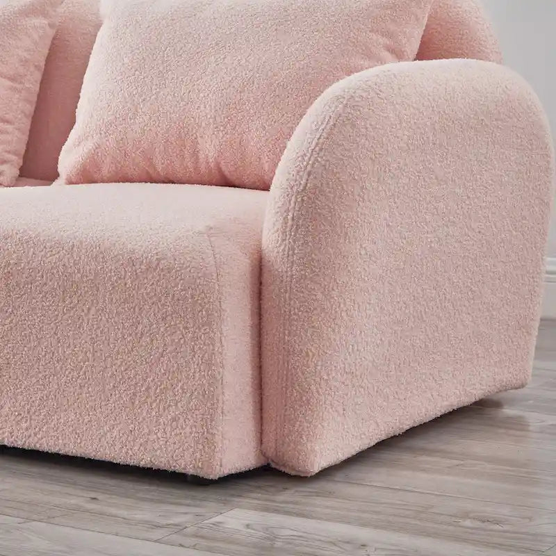 Canapé 3 places en tissu nounours blanc