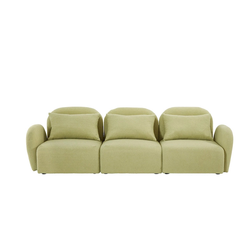 Canapé 3 places en tissu nounours blanc