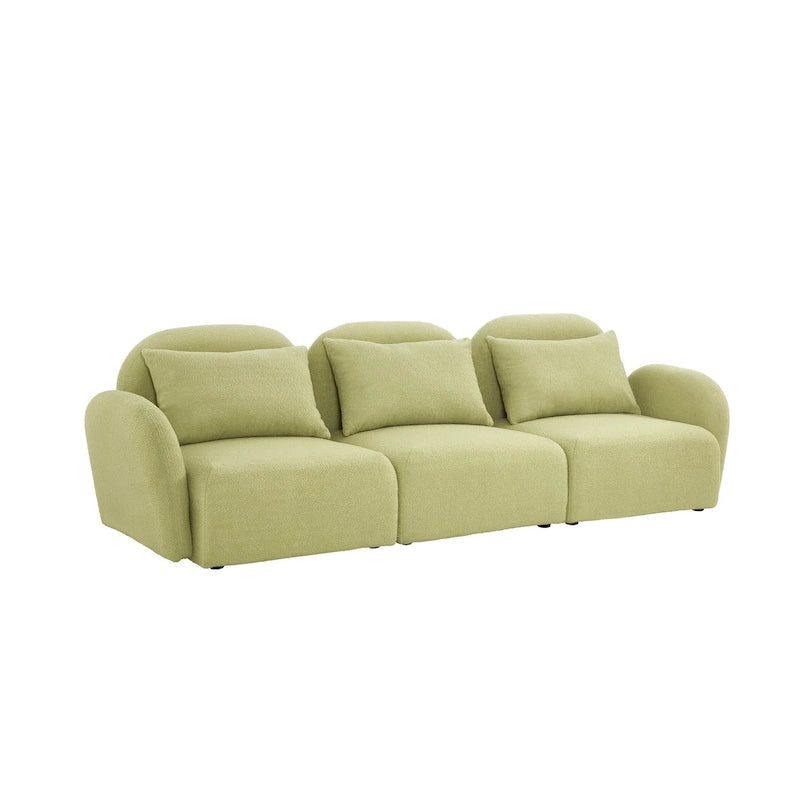 Canapé 3 places en tissu nounours blanc
