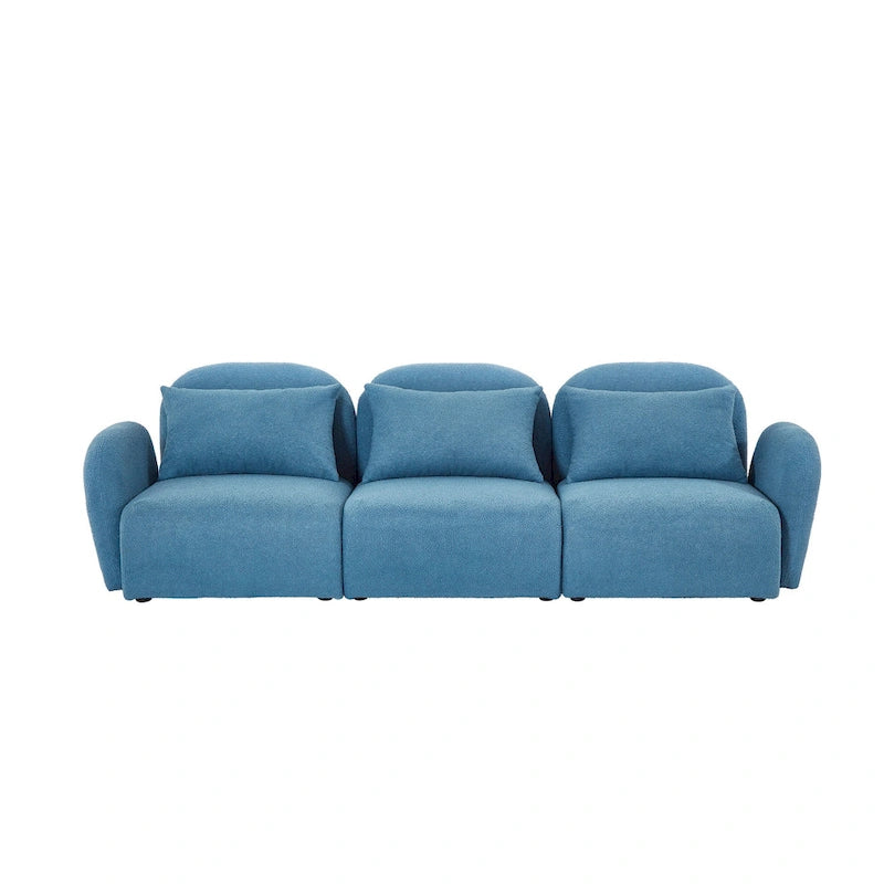 Canapé 3 places en tissu nounours blanc