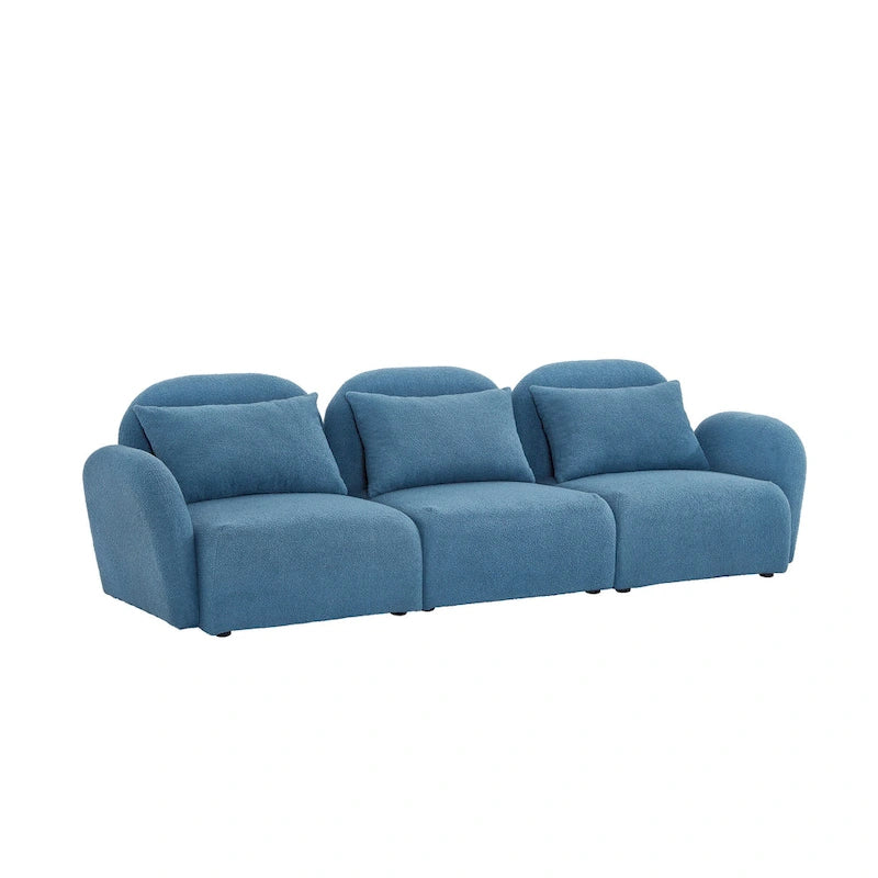 Canapé 3 places en tissu nounours blanc