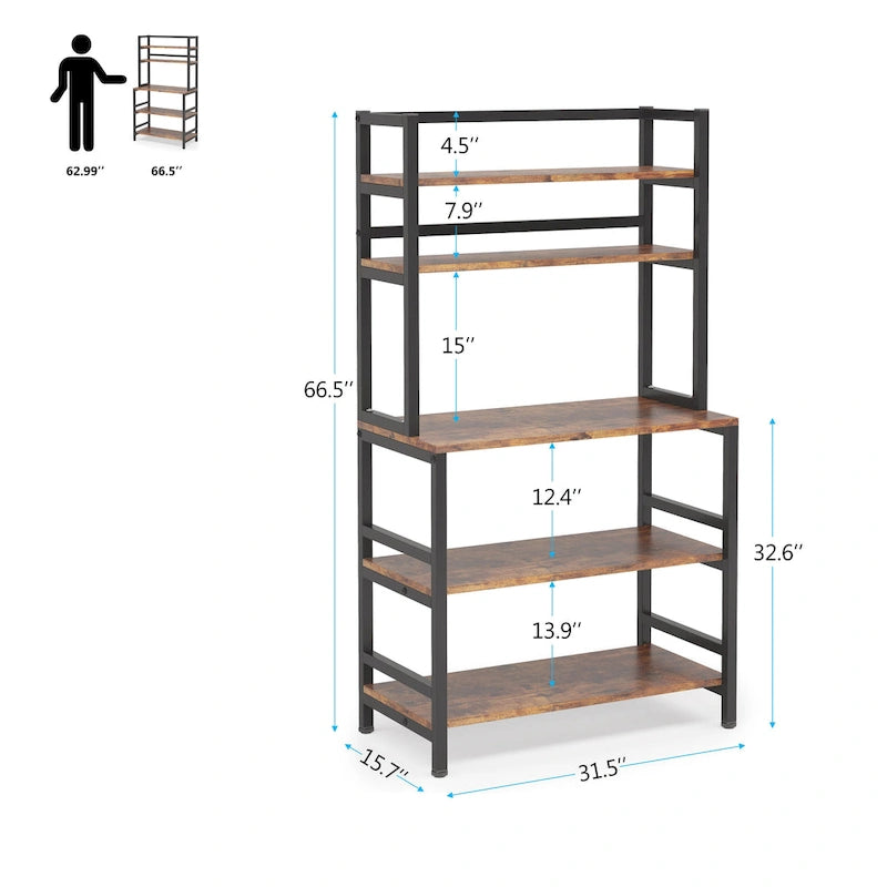 Étagère de Boulanger à 5 Niveaux avec Hutte, Multicolore / Noir / Blanc, 1 Unité