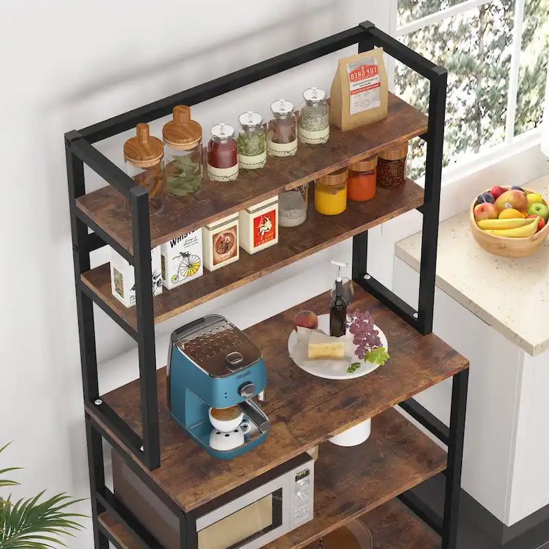 Étagère de Boulanger à 5 Niveaux avec Hutte, Multicolore / Noir / Blanc, 1 Unité