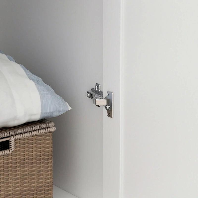 Armoire-penderie blanche 2 portes avec tringle et étagères