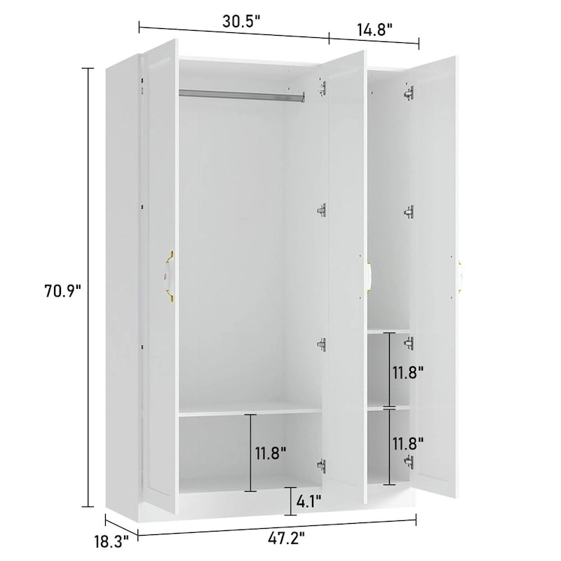 Armoire-penderie blanche 2 portes avec tringle et étagères