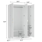 Armoire-penderie blanche 2 portes avec tringle et étagères