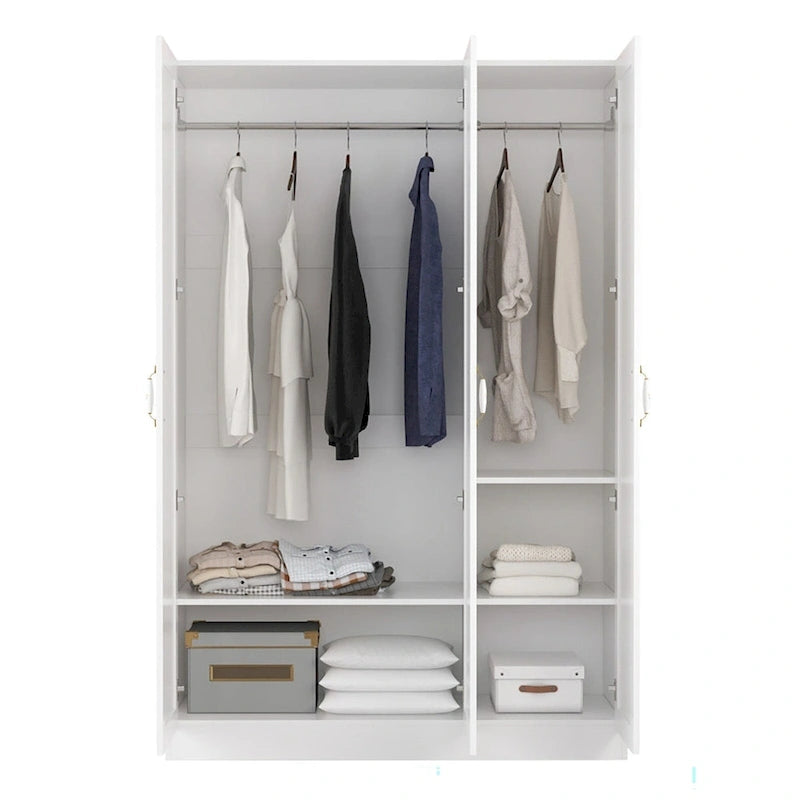 Armoire-penderie blanche 2 portes avec tringle et étagères