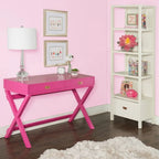 Bureau d'écriture rose / rose clair avec 2 tiroirs, 1 personne