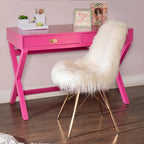 Bureau d'écriture rose / rose clair avec 2 tiroirs, 1 personne