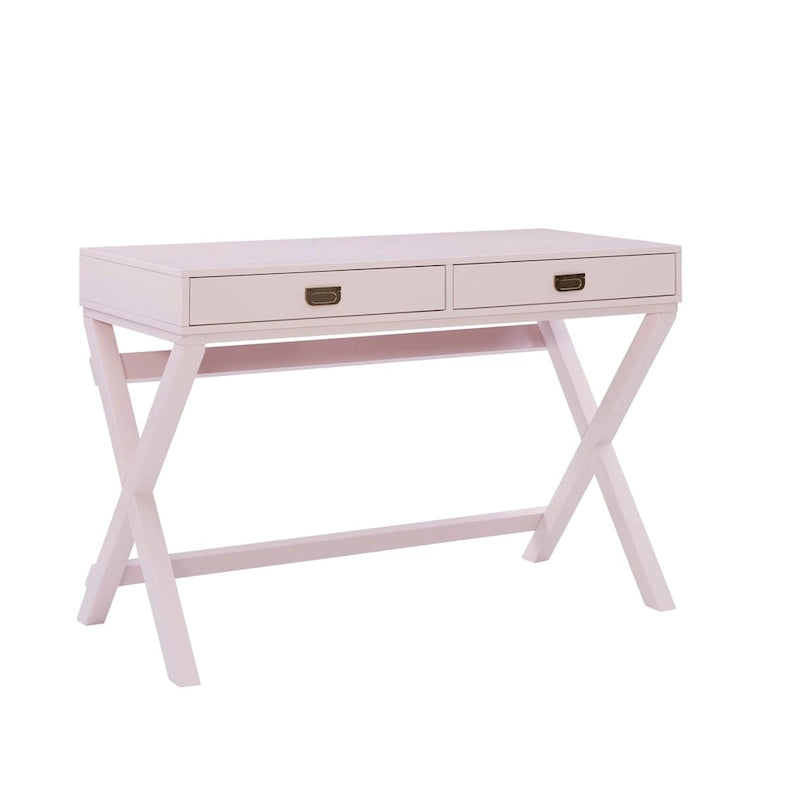 Bureau d'écriture rose / rose clair avec 2 tiroirs, 1 personne