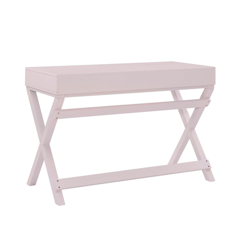 Bureau d'écriture rose / rose clair avec 2 tiroirs, 1 personne