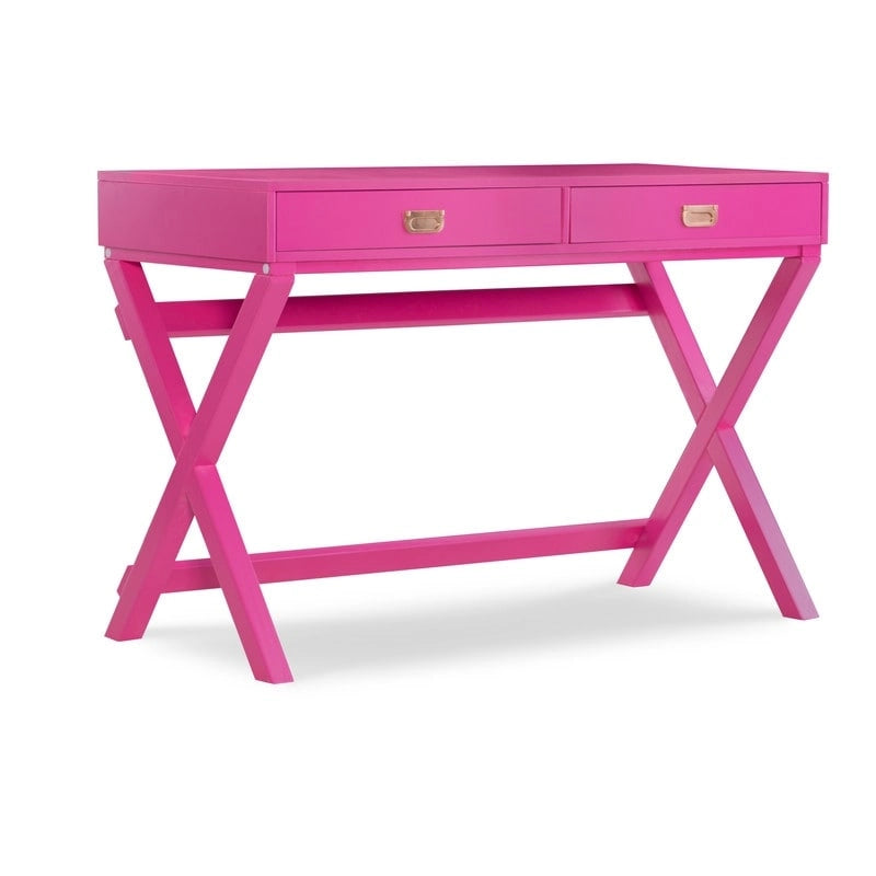 Bureau d'écriture rose / rose clair avec 2 tiroirs, 1 personne