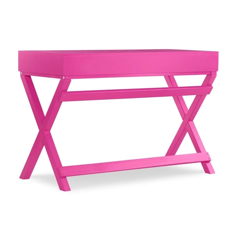 Bureau d'écriture rose / rose clair avec 2 tiroirs, 1 personne