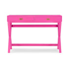 Bureau d'écriture rose / rose clair avec 2 tiroirs, 1 personne