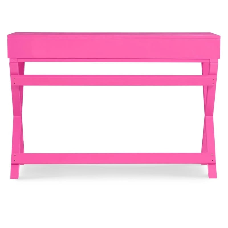 Bureau d'écriture rose / rose clair avec 2 tiroirs, 1 personne