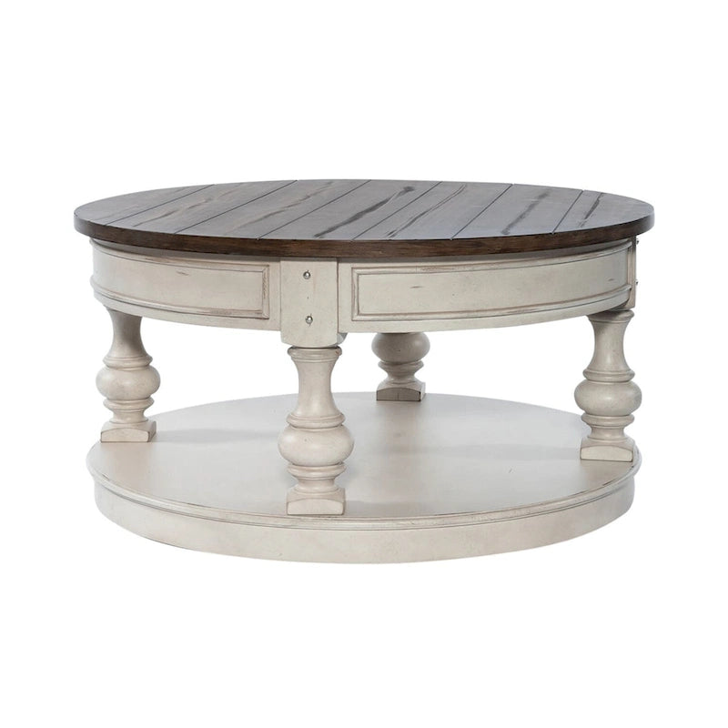 Ensemble de 3 tables traditionnelles blanc antique (1 table basse + 2 tables d'appoint)