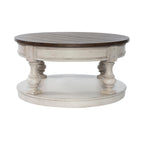 Ensemble de 3 tables traditionnelles blanc antique (1 table basse + 2 tables d'appoint)