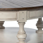 Ensemble de 3 tables traditionnelles blanc antique (1 table basse + 2 tables d'appoint)