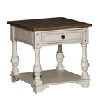 Ensemble de 3 tables traditionnelles blanc antique (1 table basse + 2 tables d'appoint)