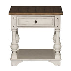 Ensemble de 3 tables traditionnelles blanc antique (1 table basse + 2 tables d'appoint)
