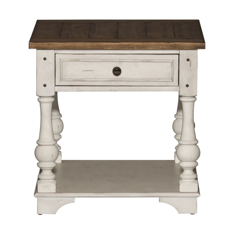 Ensemble de 3 tables traditionnelles blanc antique (1 table basse + 2 tables d'appoint)
