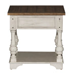 Ensemble de 3 tables traditionnelles blanc antique (1 table basse + 2 tables d'appoint)
