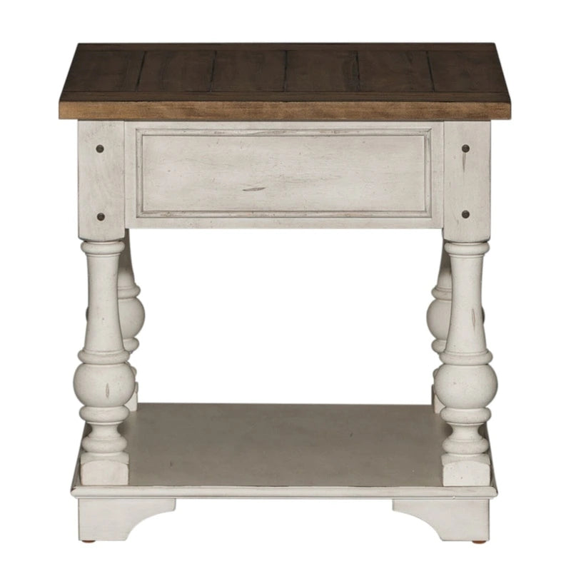 Ensemble de 3 tables traditionnelles blanc antique (1 table basse + 2 tables d'appoint)