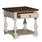 Ensemble de 3 tables traditionnelles blanc antique (1 table basse + 2 tables d'appoint)