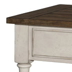 Ensemble de 3 tables traditionnelles blanc antique (1 table basse + 2 tables d'appoint)