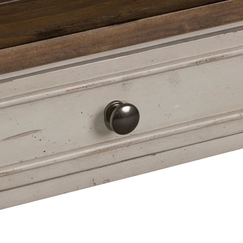Ensemble de 3 tables traditionnelles blanc antique (1 table basse + 2 tables d'appoint)