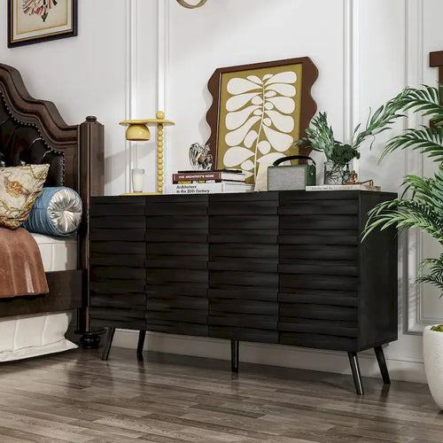 Sleek Black Buffet Cabinet Home Decor Console Table Side Table Wood